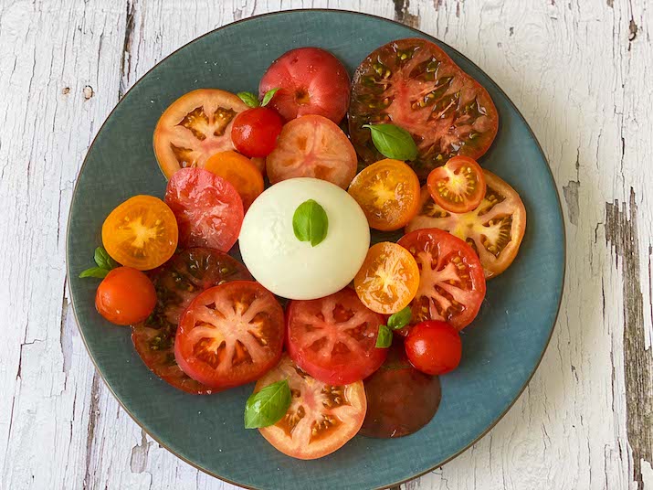 Caprese Salad with Heirloom Tomatoes and Burrata