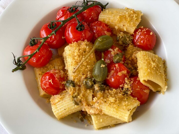 Cherry Tomato Pasta with Capers & Crispy Breadcrumbs