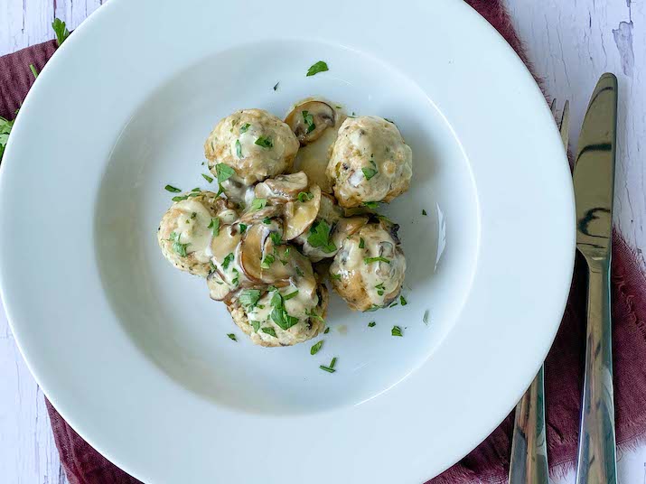 Chicken Meatballs with Mushrooms