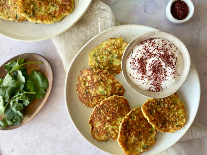 Leek Fritters with Sumac Yogurt Sauce