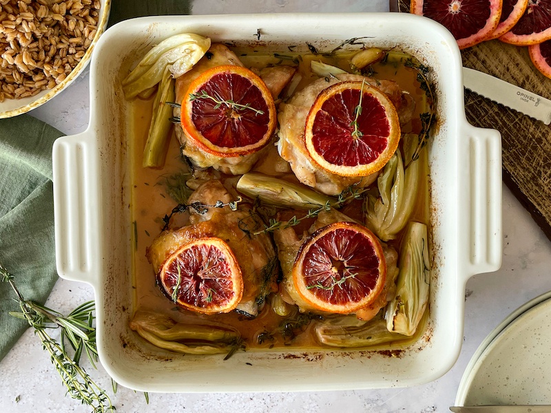 Roasted Chicken Thighs with Fennel and Orange