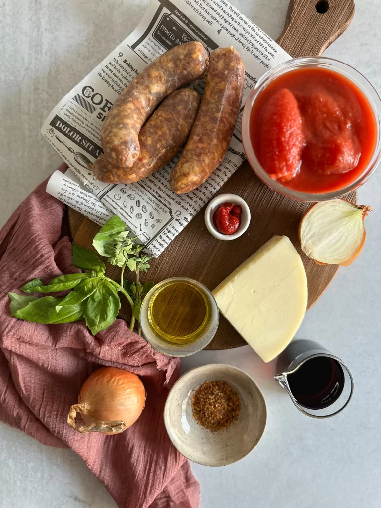 Ingredients for cavatelli with Italian Sausage